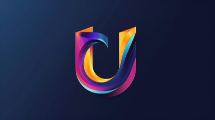 Aufkleber - Colorful letter U isolated on a dark background, great for designing with text or abstract backgrounds