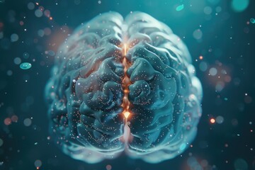 Poster - A detailed 3D model of a human brain, created using advanced computer technology