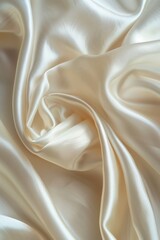 Poster - High-quality close-up of white silk fabric with intricate details and texture