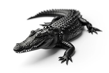 Poster - A close-up shot of an alligator in black and white
