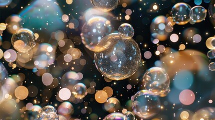 Poster - A cluster of soap bubbles rising into the air