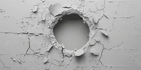 Poster - A hole in a white painted wall, suitable for interior design or renovation concepts