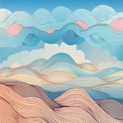 Wall Mural - abstract wavy landscape