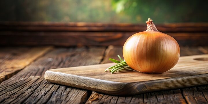 Fresh organic onion on a wooden cutting board , farm, natural, healthy, garden, produce, ingredient, cooking, vegan