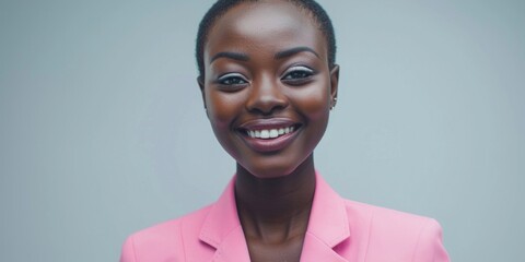 Aufkleber - A smiling woman wearing a pink jacket looking directly at the camera