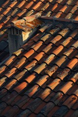 Aufkleber - A close-up shot of a roof with a small window, suitable for use in architecture or real estate contexts