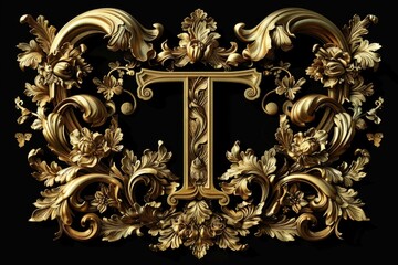 Poster - A golden frame with a prominent letter T in the center, perfect for highlighting titles or quotes