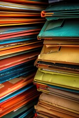 Wall Mural - A pile of folders stacked on top of each other