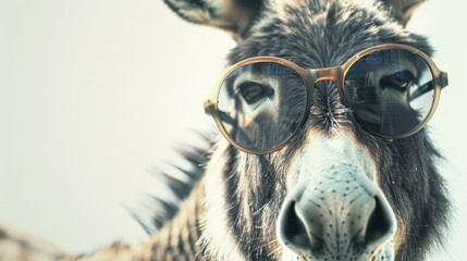 Sticker - A close-up shot of a donkey wearing glasses