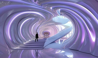 Wall Mural - Luminous Vortex A Futuristic Twist on Interior Design