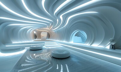 Wall Mural - Luminous Vortex A Futuristic Twist on Interior Design