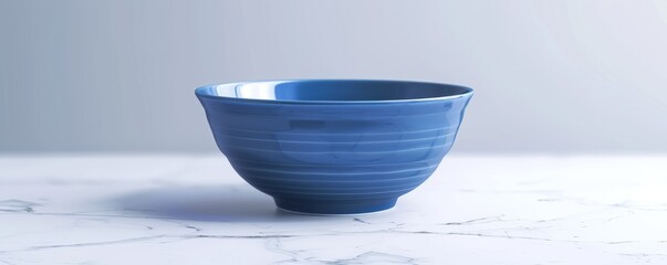 Isolated blue ceramic bowl on white background mockup, 4K hyperrealistic photo