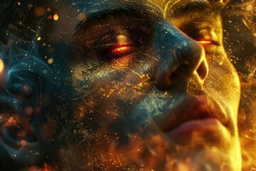 Poster - A detailed view of a person's facial features, focusing on the eyes