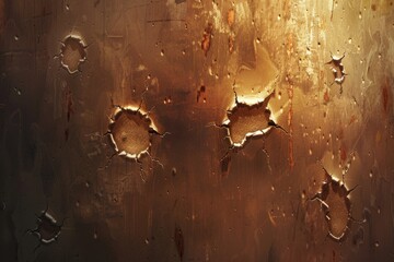 Canvas Print - Close-up shot of a metal surface with various holes and patterns