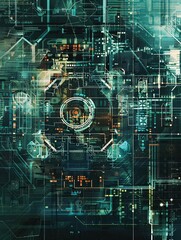 Aufkleber - An abstract representation of a futuristic cybersecurity network, showcasing digital locks, shields, and network nodes protected by AI algorithms. Generative AI