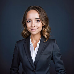 Poster - portrait of a business woman, black suit and background