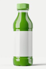 Aufkleber - A clear glass bottle filled with green liquid and a blank label