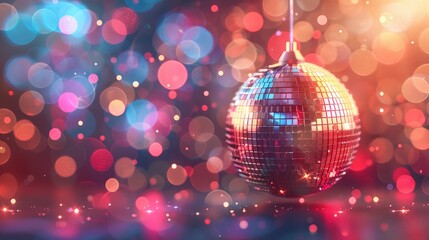 Poster - Disco ball on bokeh background