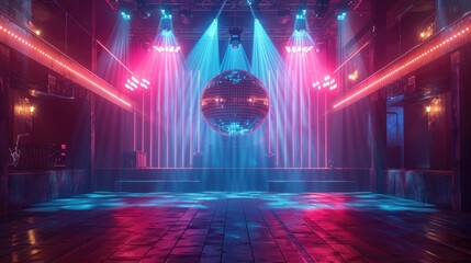 Aufkleber - Party in concert stage with disco ball of the disco era