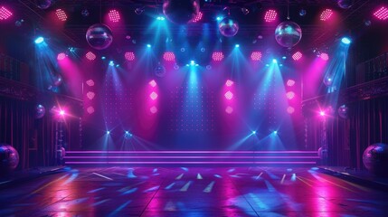 Aufkleber - Party in concert stage with disco ball of the disco era