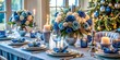 © SunnyCat - Elegant holiday table setting with beautiful flowers, candles and luxurious tableware. Gala dinner, family, friendly or social occasion