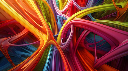 Wall Mural - Beautiful 3D abstract visualization of colorful lines