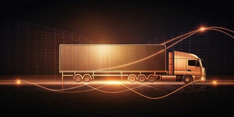 Wall Mural - Logistic visualization with soft peach lines on dark background, logistics, visualization, dark backdrop