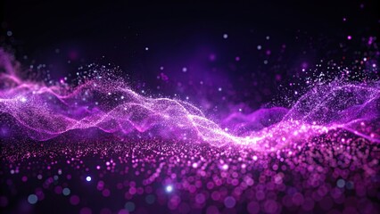 Wall Mural - Digital artwork of flowing purple particles on dark background, wave, purple, particles, digital, artwork, flowing, dark