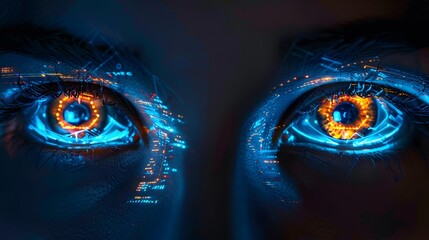 Poster - futuristic eyes interface, augmented reality, science fiction, innovation, development, artificial intelligence, AI