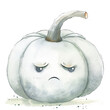 © MelissaMN - Cute sad white halloween pumpkin isolated on white