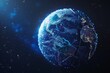 © alphaspirit - Planet earth in rotation with internet network connection on a blue backdrop