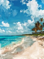 Wall Mural - beach in Punta Cana, Dominican Republic. Vacation holidays background wallpaper. View of nice tropical beach