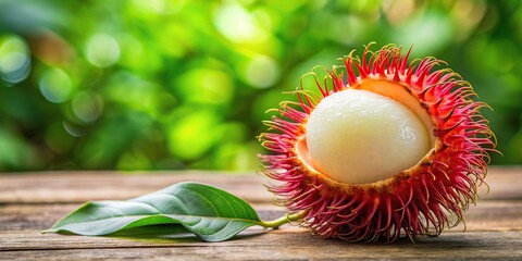 Wall Mural - Exotic tropical fruit with hairy red skin, sweet and juicy white flesh, Rambutan, tropical, fruit, hairy, red, sweet, juicy