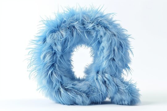 The letter Q is made out of blue fur