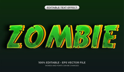 Wall Mural - 3D Zombie text effect. Editable horror text effect in green color