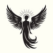 © Arman - Black and White Angel silhouette vector illustration.