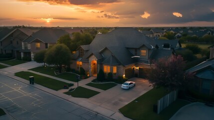 Aufkleber - Dallas texas  april 2023 a home at sunset : Generative AI