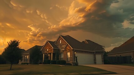 Aufkleber - Dallas texas  July 18th 2023 a home at sunset : Generative AI