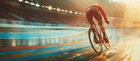 Wall Mural - professional athlete Cycling on modern track in the Olympics summer games