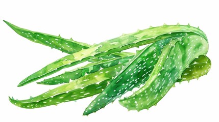 Wall Mural - Watercolor drawing of aloe vera plant.