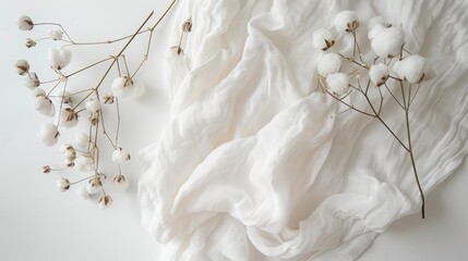 Cotton napkin folded on a white surface