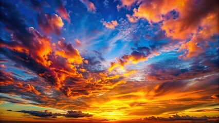 Wall Mural - Vibrant sunset cloudscape with colorful hues reflecting off the sky and clouds, sunset, cloudscape, sky, colorful, vibrant