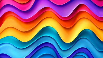 Poster - A colorful wave of paper with a rainbow of colors. The colors are bright and vibrant, creating a sense of energy and excitement. The wave appears to be made up of many different pieces of paper