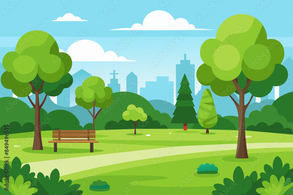 green lawn in the park in summer vector illustration Stock Vector ...
