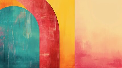 Poster - Abstract rainbow-coloured wall with a textured gradient pattern, creating a vibrant and retro aesthetic. Ideal for creative designs, colourful backgrounds, and artistic projects.