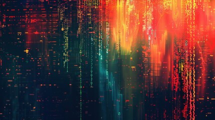 Digital abstract tech glitch glowing colorful background. generative AI image