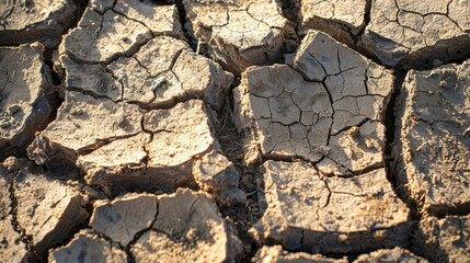 Canvas Print - Texture background of parched cracked soil