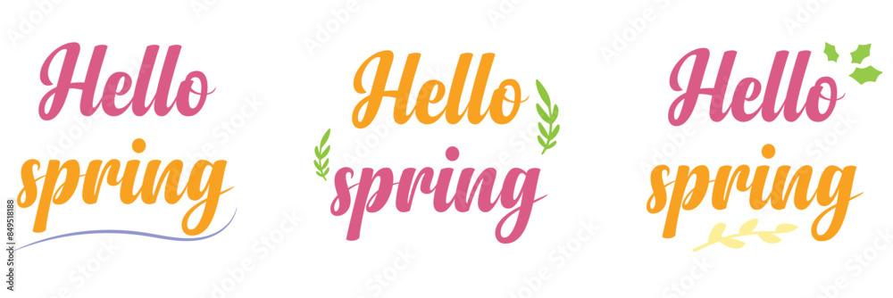 Hello Spring Medium Letters Hello spring calligraphy lettering isolated on white. Inspirational ...