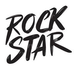 Sticker - Rock Star text lettering. Hand drawn vector art.