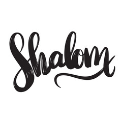 Shalom text lettering. Hand drawn vector art.